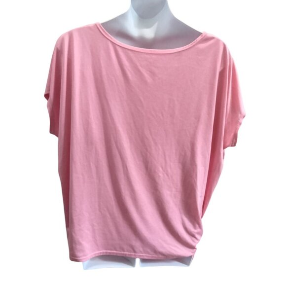 Pro Player Plus Size 3X Pink Side Tie Scoop Neck Short Sleeve Tee Casual Top - Picture 4 of 6